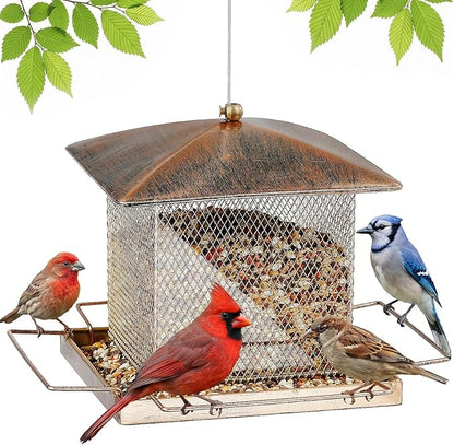 Bird Feeder, Heavy Duty Metal Bird Feeders for Outdoor Hanging, Waterproof Wild Birdfeeder for Garden Yard Outside Backyard, 3.5LB Large Capacity