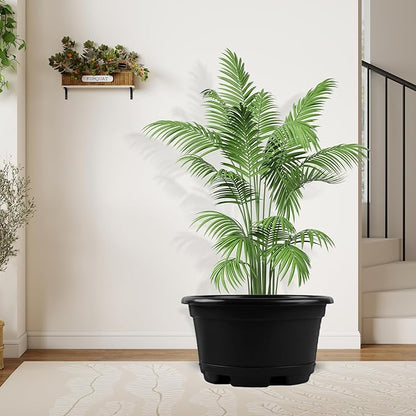 Outdoor Flower Pots 5 Packs 13 inch pots for Plants Modern Decorative Garden Pot with Saucer, Lightweight Large Resin Planters for Indoor Plants,Decorative Resin Plant pots