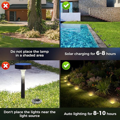 Peasur Mini Solar Ground Lights, 8 Pack Flat Solar Disc Lights Outdoor Waterproof, 2.3 Inch Small Solar Garden Lights Landscape Lighting for Outside Pathway Garden Yard Lawn Walkway,Warm White