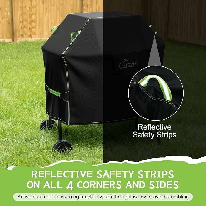 UIRWAY Gas Grill Cover 52 Inch, Waterproof, UV & Fade Resistant BBQ Grill Cover for Outdoor, Barbecue Cover with Reflective Strip and Air Vent for Weber, Dyna-glo, Char-Broil, Nexgrill, etc. Black