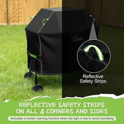 UIRWAY Gas Grill Cover 52 Inch, Waterproof, UV & Fade Resistant BBQ Grill Cover for Outdoor, Barbecue Cover with Reflective Strip and Air Vent for Weber, Dyna-glo, Char-Broil, Nexgrill, etc. Black