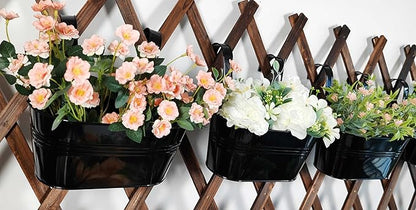 12" Balcony Railing Planters, Outdoor Hanging Planter for Fence, Stylish Metal Porch Deck Flower Pot for Herbs & Succulents (Black, Pack of 8)
