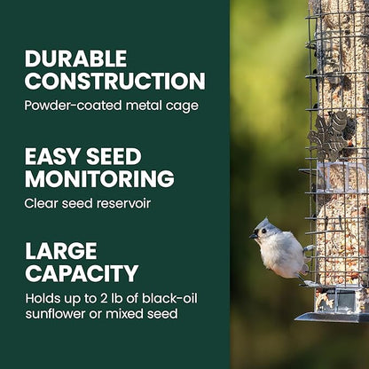 Perky-Pet 336-1SR Squirrel-Be-Gone Squirrel Proof Bird Feeder, 2LB, Outdoor Wild Bird Feeder with Weight-Activated Perches