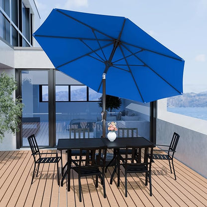 PatioKingdom 10FT Patio Umbrella with Push Button Tilt and Crank, Outdoor Market Umbrella with 8 Fiberglass Ribs, UV Protection Table Umbrella for Pool,Backyard,Garden,Deck(Royal Blue, 10FT)