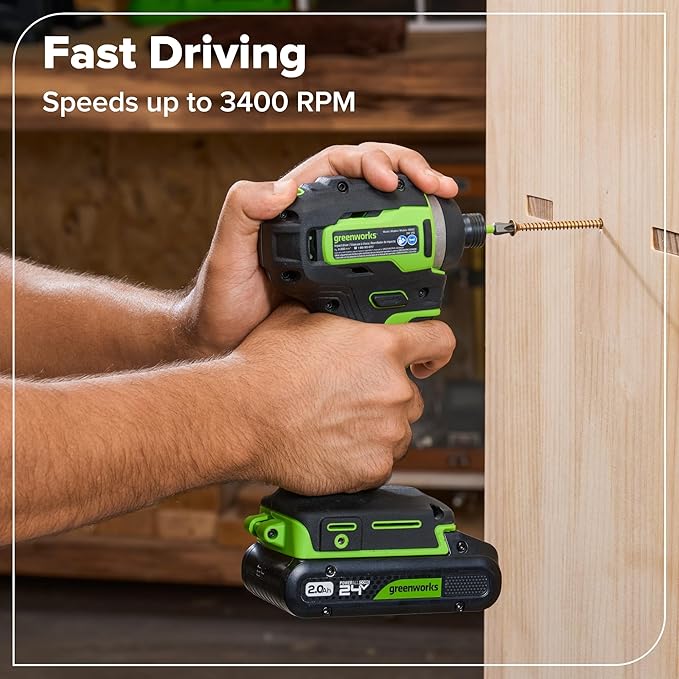 GREENWORKS 24V (5-TOOL) Combo (Drill + Impact Driver + Circular Saw + Multi-Tool + Flashlight), 4.0Ah + 2.0Ah (24,000mAh Power Bank) Batteries, (2) Cables, 65W Rapid Charger
