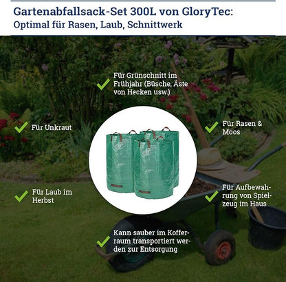 Glorytec 3-Pack 80 Gallons Garden Bag - Extra Large Reusable Leaf Bags - Garden Waste Bags - Collapsible Gardening Containers for Lawn and Yard Waste - 4 Handles