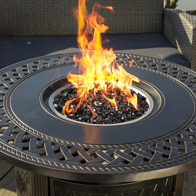 Mr. Fireglass 10 Pounds Fire Glass - 1/4 Inch High Luster Reflective Tempered Glass Rocks for Fireplace Fire Pit Table and Landscaping, Onyx Black