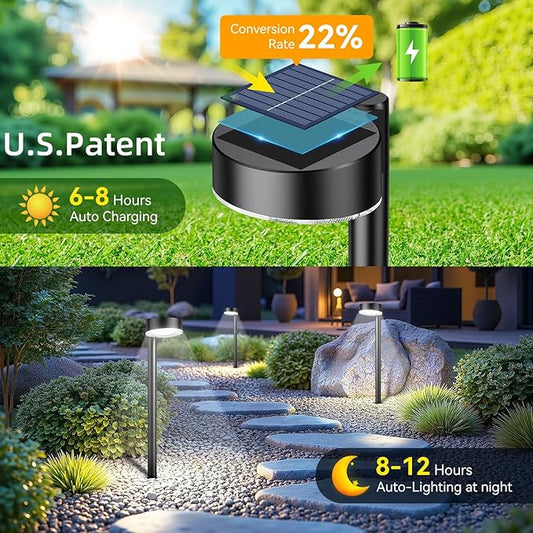 Ahaorigin 12 Pack Solar Pathway Lights Outdoor, 12 Brighter LED Solar Lights Outdoor Waterproof, Up to 12 Hrs Modern Path Light for Yard Garden Walkway Driveway Lawn, Cool White
