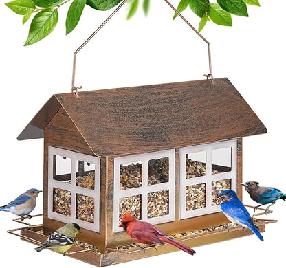 Bird Feeders for Outdoors, 6lb Large Capacity, Weatherproof | IWNTWY Bird Feeders, Heavy Duty Metal Bird Feeder for Outdoors Hanging, Weatherproof 6lb Large Capacity Wild Birdfeeder