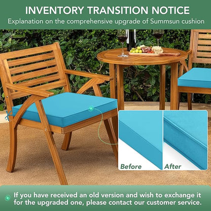 Summsun Outdoor Chair Cushions Set of 4: Waterproof & Fade Resistant Seat Cushion for Patio Furniture - 19 x 19 x 2 Inch Chair Pads with Ties and Hidden Zipper - Patio Chair Cushion Replacement, Teal