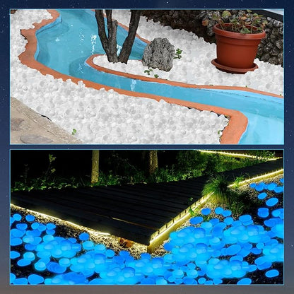 Landical 100 Pcs Large Glow in The Dark Rocks Pebbles Outdoor Fish Tank Rocks Aquarium Gravel Luminous Stones for Walkway Succulent Plant Halloween Decor (White,1.8 Inch)
