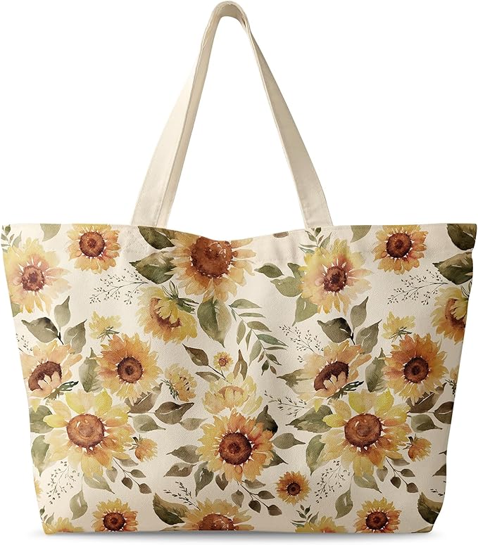 Miss Adola Large Tote Bag for Women - Canvas Tote Bag with Zipper Aesthetic Reusable Shoulder Bag for Gym, Travel, Work