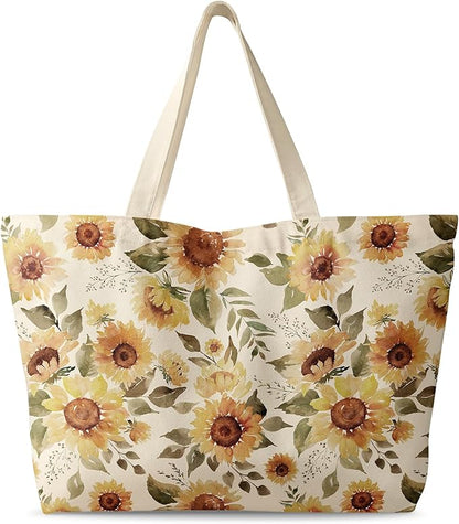 Miss Adola Large Tote Bag for Women - Canvas Tote Bag with Zipper Aesthetic Reusable Shoulder Bag for Gym, Travel, Work