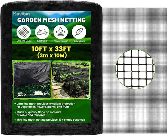 Stronger Garden Mesh Netting, 10 x 33 FT Ultra Fine Nano PP Plant Covers, Small Animals Bird Net Barrier Screen for Vegetables Plants Fruits Flowers Protection, Shading Rate 33%