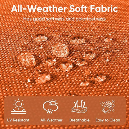 Patio Chair Cushions 5 Packs - Outside 22x24 High Back Water-Resistant Cushion with Zipper Cover for Outdoor Glider Rocking Chairs Loveseat 3-seat Couch Sofa – Orange/Buckle