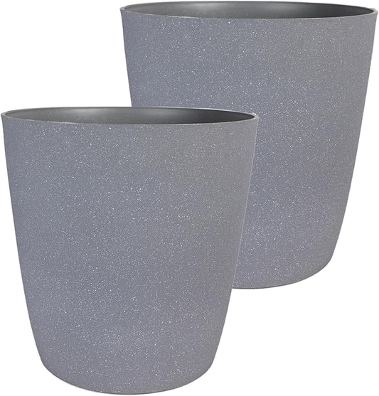 The HC Companies Santa Fe Round Self-Watering Pot - Lightweight Plastic Planter for Herbs & More - Durable Plant Pots for Indoor Plants & Outdoor Plants (12” Pebble Gray, Pack 2)