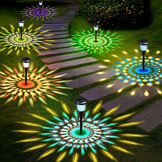 Solar Outdoor Lights,6 Pack Dream Dynamic Solar Pathway Lights,Waterproof Color Changing Walkway Lights Maintain 10 Hours of Lighting for Garden, Landscape, Path, Yard, Patio, Driveway