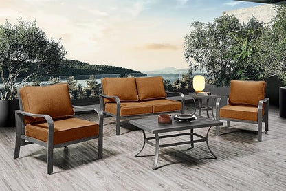 ARTPLAN Olefin 24x24 Deep Seat Patio Cushions for Outdoor Furniture,Extra 6 inch Thick,Back 18"x24",Removable,Replacement,Solid/Floral,Outdoor/Indoor,Signal Orange