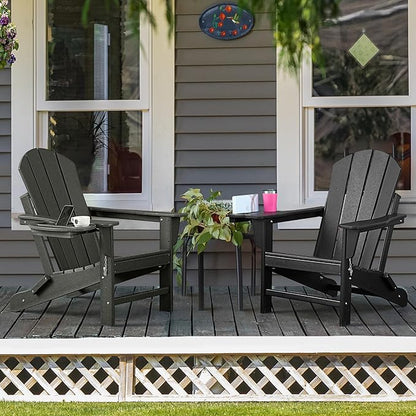 Adirondack Chair Set of 6, HDPE Folding Adirondack Chair with Multifunctional Cup Holder, Weather Resistant Fire Pit Chair for porches, patios, poolsides, Decks.