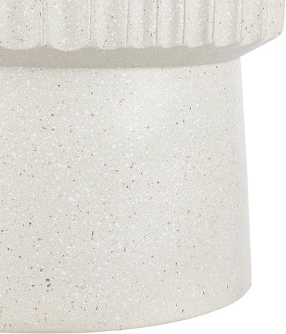 JONATHAN Y Louisa 19" Fluted Outdoor Accent Table, All-Weather Cream Terrazzo Pedestal Garden Stool, Small Round Side Table for Patio, Porch, and Living Room TBL1102B