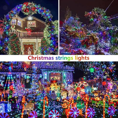 6 Pack Solar Christmas Lights Outdoor Waterproof, Super Bright 270FT 480 LED Solar Lights String with 8 Lighting Modes, Green Wire Solar Twinkle Fairy Lights for Xmas Tree Garden(Multi-Colored)