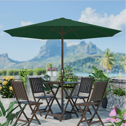 PatioKingdom 11FT Patio Umbrella,Outdoor Umbrella with Push Button Tilt and Crank,Market Table Umbrella with 8 Sturdy Fiberglass Ribs UV Protection(Dark Green, 11FT)
