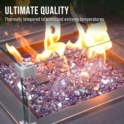 Skyflame 1/4 inch Reflective Fire Pit Glass, High Luster Purple Fire Glass for Gas Fireplace Fire Pit Landscaping