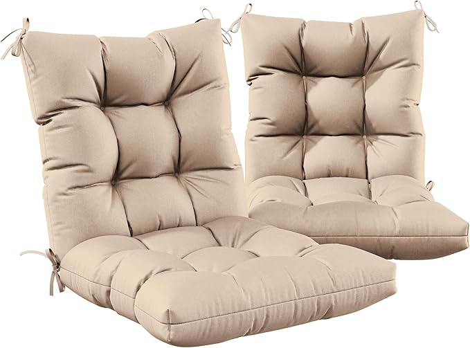 Patio Seat&Back Chair Cushions for Outdoor Furniture，Comfortable Cushions for Rocking/Dining/Lawn Chair-Set of 2
