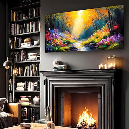 Abstract Wall Art Canvas Print Forest Landscape Painting Bathroom Decorative Paintings Modern Style Living Room Bedroom Office Home Decorations Nature Landscape Artwork 20x40 inches