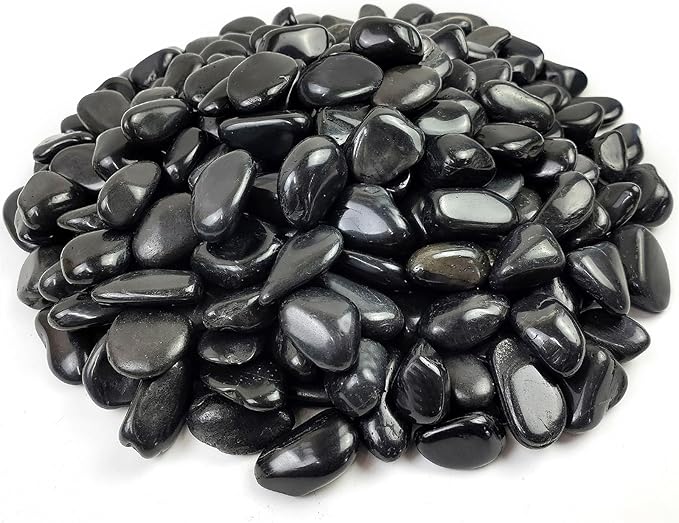 YISZM River Rocks for Landscaping, Natural Polished Pebbles for Indoor Plants, Small Decorative Black Stones for Vase Fish Tank Aquariums Landscaping Garden, 20lbs