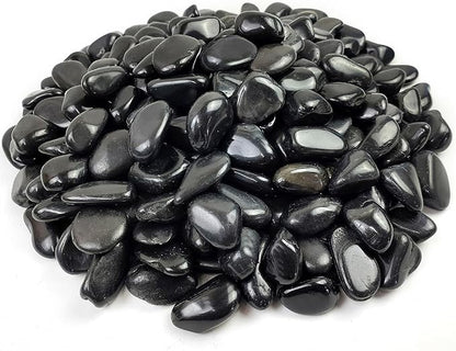 YISZM River Rocks for Landscaping, Natural Polished Pebbles for Indoor Plants, Small Decorative Black Stones for Vase Fish Tank Aquariums Landscaping Garden, 20lbs