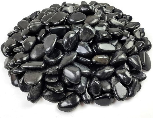 YISZM Black Pebbles for Indoor Plants, Natural Polished River Rocks, Small Decorative Stones for Planters Vase Fish Tank Aquariums Landscaping Garden, 5lbs