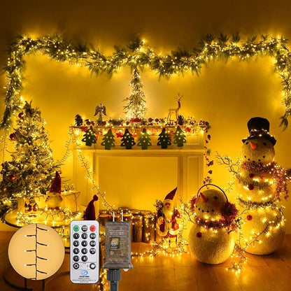 Cluster Lights Christmas 2000 LED Fairy Lights with Remote 147Ft Christmas Tree Lights Waterproof Fairy Lights Outdoor Firecracker Twinkle Lights Plug in Timer String Lights for Garden Wedding Party