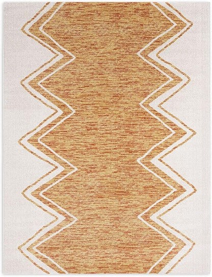 Home Dynamix Nicole Miller New York Patio Sofia Leon Indoor/Outdoor Area Rug, 5'2"x7'2", Ivory/Mustard