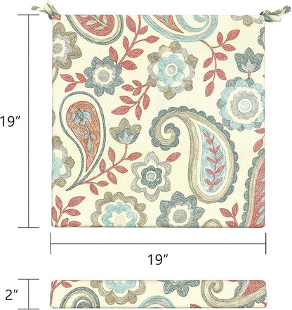LVTXIII Outdoor Seat Cushions Set of 4 Square Corner Chair Cushions with Ties, Patio Chair Pads for Home Office and Patio Garden Furniture Decoration 19"x19"x2", Paisley Vintage