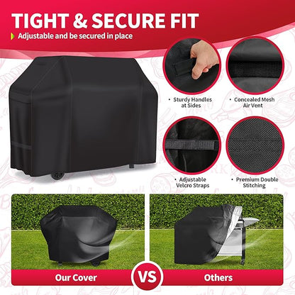 NEXCOVER 60 Inch Grill Cover - 600D Heavy Duty Waterproof and Weather Resistant BBQ Cover for Weber, Char Broil, Nexgrill - Fade Resistant, Black