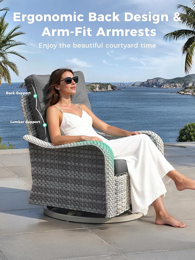 9 Piece Outdoor Wicker Rattan Sectional Sofa Set with Swivel Chairs, 7-Seats Conversation Set with 4" Thickened Cushions & Coffee Table, All-Weather PE Rattan for Garden, Backyard, Porch, Black