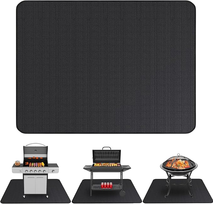 Under Grill Mats for Outdoor Grill (76 x 52 inch) Double-Sided Mat for Under Fire Pit Mat the Perfect Grill Matt for Outdoor Grill Deck Protector and BBQ Matt for Under Grill Mat for Deck