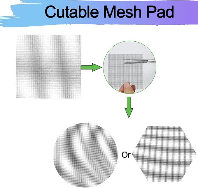 50 Packs 4 Inch Flower Pot Hole Mesh Pad, Plastic Mesh Screen Bonsai Bottom Planter Drainage Hole Grid Mat, Plant Succulent Pot Screens Mat Prevent Soil Loss