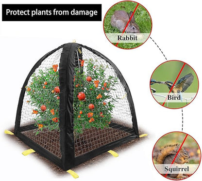 Large Pest Guard Cover-35 x35 x 39 Inch Pest Guard Tent with Stakes-Garden Plants Cloche Tent for Protect Plants Vegetables Fruits Shrubs from Squirrel Bird Eating (L)