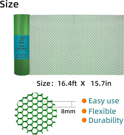 Pet & Garden Safeguard - 15.7IN x 16.4FT Roll - Green Plastic Netting, Multi-Use Decorative Fencing for Poultry, Dogs, Rabbits,Chicken and Snake Barrier