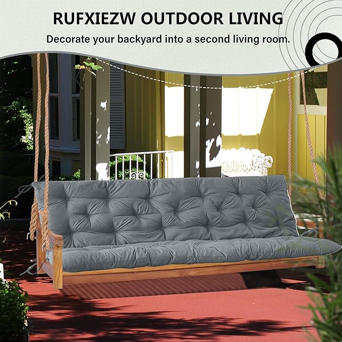 2/3 Seater Swing Replacement Cushion, Waterproof Porch Swing Cushions with Backrest, Thickened Bench Cushions for Outdoor Furniture, for Outdoor Patio Swing (Light Grey, 71 * 40in)