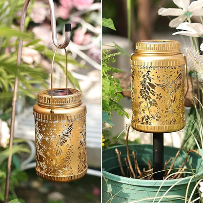 Cooo 6 Pack Solar Lanterns Outdoor Waterproof & Solar Pathway Lights - Gold Hummingbird Landscape Path Lights Christmas Lights Gifts for Women Mom Grandma for Garden Yard Patio Backyard Porch Decor