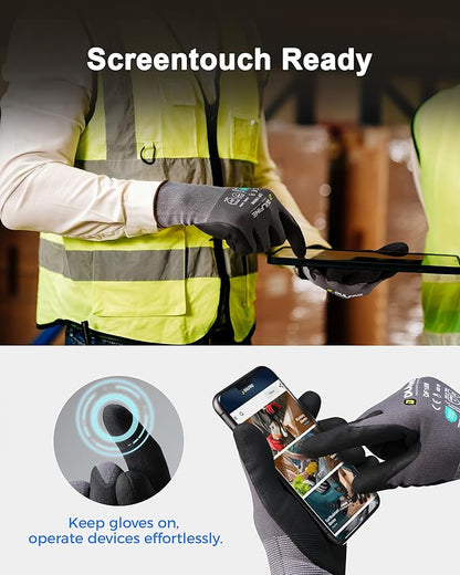 DULFINE Safety Work Gloves MicroFoam Nitrile Coated-36 Pairs Pack,Seamless Knit Nylon Glove with Black Micro-Foam Nitrile Grip,Ideal for General Purpose,Automotive,Home Improvement,Painting(X-Large)