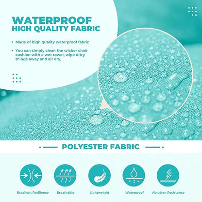 DANGHOOGY Wicker Chair Cushions, Waterproof Outdoor Loveseat Cushions for Patio Furniture, Tufted Wicker Furniture Cushions, 1 Loveseat and 2 U-Shaped Cushions, Teal