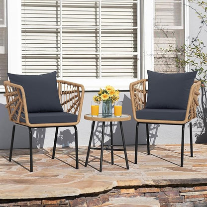 Outdoor Chair Cushions Set of 2, Waterproof Outdoor Cushions for Patio Furniture w/Fade-Resistant, Removable & Machine-Washable Covers, 19x19 Inch, Ideal for Seat in Gardens/Porch, Dark Grey