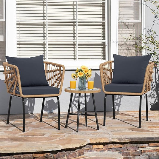 Outdoor Chair Cushions Set of 2, Waterproof Outdoor Cushions for Patio Furniture w/Fade-Resistant, Removable & Machine-Washable Covers, 19x19 Inch, Ideal for Seat in Gardens/Porch, Dark Grey