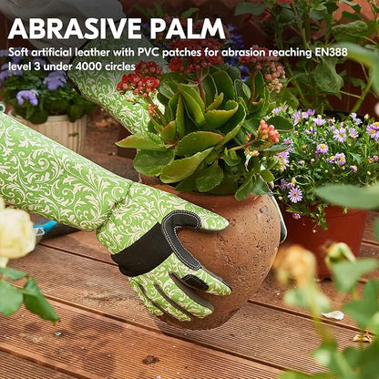 Vgo... 1 Pair Gardening Gloves Ladies,Safety Work Gloves,Long Sleeves Gauntlet,Puncture Proof,Touchscreen(Size M,Green,AL6608-FM)