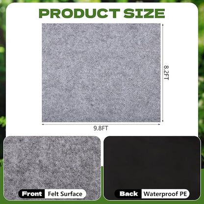 9.8 x 8.2 FT Outdoor Storage Shed Mat Waterproof Storage Flooring Mat Thickened Soft Patio Furniture Pad Washable with Non Slip Backing Storage Shed Not Included, Gray