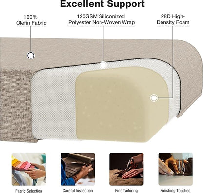 Joyside Outdoor Chair Cushions Set, 22x25/22x24 Inch Patio Furniture Deep Seat Cushions, Water Resistant & Thick Cushion, Outdoor Replacement Cushions for Seat and Sofa (Beige, 1 Set)